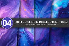 Purple Blue Fluid Marble Digital Paper Product Image 1