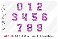 Pink Sequins Alpha Set. Letters Numbers Clipart. Product Image 3