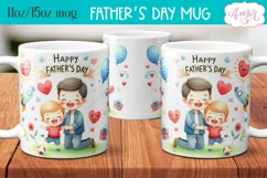 Happy Father's day mug wrap PNG | Cute dad and son mug Product Image 2