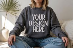 Dark Heather Gildan 18000 Sweatshirt Model Mockups Product Image 1