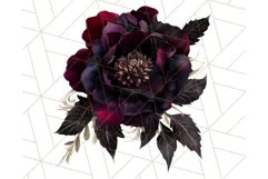Gothic Floral PNG, Dark Aesthetic Flowers Clipart Print Product Image 3