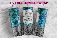 Every Woman Matter Grey Glitter Leopard 20 oz tumbler design Product Image 1