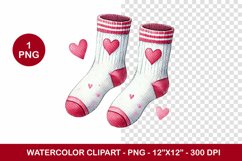 valentine png watercolor clipart - socks stockings Product Image 1