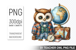 Teacher Owl Clipart PNG, Cute Owl, Digital Download File Product Image 1
