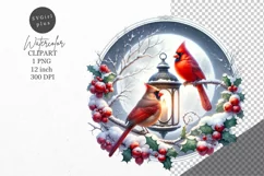 Christmas clipart, Cardinal clipart, Winter clipart Product Image 1