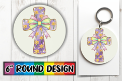 Radiant Circle Keychain Magic PNG, Flower Cross Product Image 1