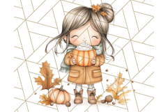 Pumpkin Spice Chibi Girls, Fall Accessories PNG, Cozy Autumn Product Image 3