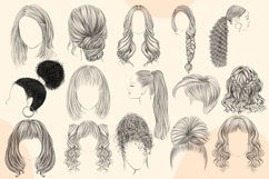 Hairstyle Sketch PNG Bundle, Fashion Hair Drawing Clipart Product Image 4
