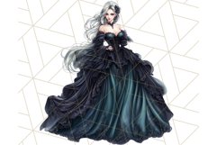 Victorian Gothic Wedding Dress PNG, Dark Bridal Clipart Product Image 3