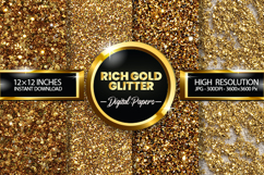 rich gold glitter Digital Papers - 04 variations Product Image 1