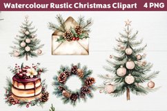 Watercolour Rustic Christmas Clipart PNG Product Image 1