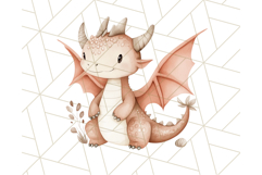 Watercolor Baby Dragon Clipart, Cute Nursery Fantasy PNG Product Image 5