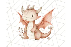 Watercolor Baby Dragon Clipart, Cute Nursery Fantasy PNG Product Image 5