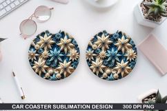 Flowers Car Coaster Sublimation| Flowers Coaster PNG Design Product Image 1