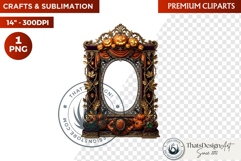 Autumn clipart Harvest of Haunts Halloween Gothic Frame PNG Product Image 1