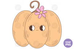 Coquette Girly Halloween Pumpkin Pink Bow Clipart PNG DTF Product Image 1