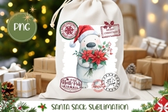 White Christmas Bear Santa Sack Sublimation Product Image 1