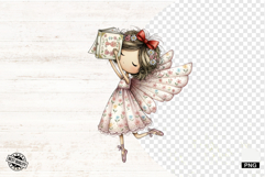 Spring Fairy Reading Png Sublimation - Spring Clipart Product Image 1