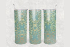 Emerald green gold ornament 20 oz tumbler sublimation design Product Image 1