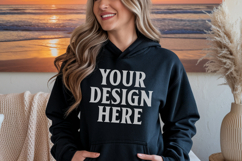 Black Gildan 18500 Hoodie Sweatshirt Mockup, 185 mock up Product Image 1
