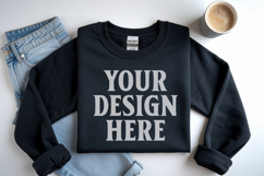 Black Gildan 18000 Folded Flat Lay Mockups Product Image 1