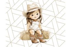 Cowgirl Baby Clipart PNG, Cute Toddler Western Outfit Art Product Image 3