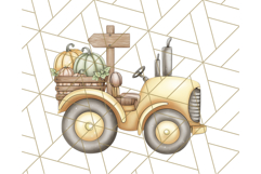 Fall Tractor Clipart PNG, Vintage Tractors With Pumpkins Product Image 3