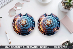Roses Car Coaster Sublimation| Christmas Coaster PNG Design Product Image 1