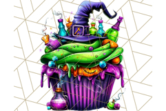 Halloween Cupcake PNG Clipart with Witch Hats and Ghosts Product Image 3