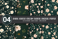 Dark Forest Cream Floral Digital Paper Product Image 1