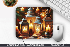 Candlelit Mouse Pad Sublimation, Christmas Mouse Pad PNG Product Image 1