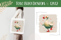 Cartoon Goose Illustration, Cartoon Bird Tote Bag Design Product Image 1