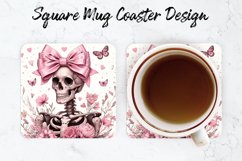 Skull Bow Mug coaster | Coaster | Sublimation Design Product Image 1