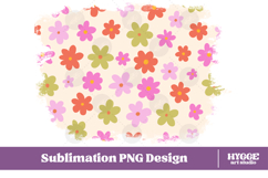Retro Flowers Background Png Floral Paper Sublimation Splash Product Image 1