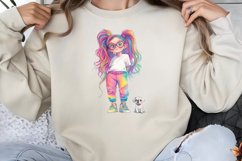 Colorful Girl Dog Clipart PNG Product Image 1
