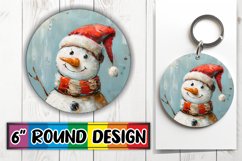 Christmas Snowman Round Keychain Design Winter Sublimation Product Image 1