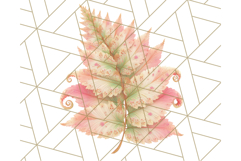 Fall Foliage Clipart PNG, Pink and Green Leaves Product Image 3