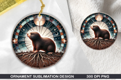 Cute Mole Stained Glass Ornament PNG, Digital Download File Product Image 1