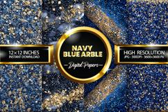Navy blue arble Digital Papers - 04 variations Product Image 1