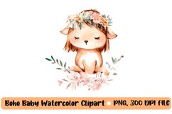 Boho baby watercolor clipart, nursery animal clipart Product Image 1