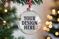 Christmas Acrylic Ornament Mockups | Round Clear Acrylic Orn Product Image 1