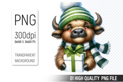 Watercolor Christmas Animals Clipart PNG Bundle, 25 Designs Product Image 12