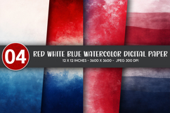 Red White Blue Watercolor Digital Paper Product Image 1