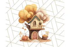 Autumn Treehouse & Woodland Cabin PNG Clipart Product Image 3
