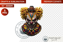 Horrific Evil Clown Clipart - Halloween Creepy Circus PNG Product Image 1