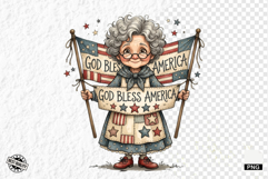 Whimsical Patriotic Grandma Clipart Product Image 1