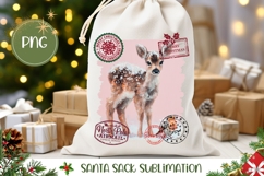 Cartoon Christmas Deer Santa Sack, Baby Deer Sublimation Product Image 1