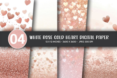 White Rose Gold Heart Digital Paper Product Image 1