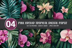 Pink Orchid Tropical Digital Paper Product Image 1
