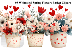 Whimsical Spring Flowers Basket Clipart Product Image 1